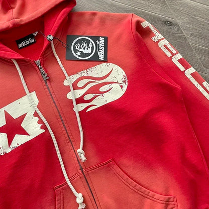 HS Zip up Cotton Hoodie with Zipper Wash