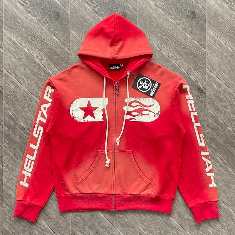 HS Zip up Cotton Hoodie with Zipper Wash