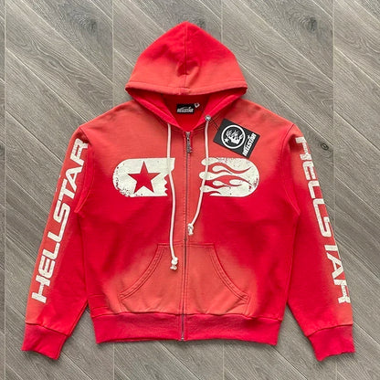 HS Zip up Cotton Hoodie with Zipper Wash