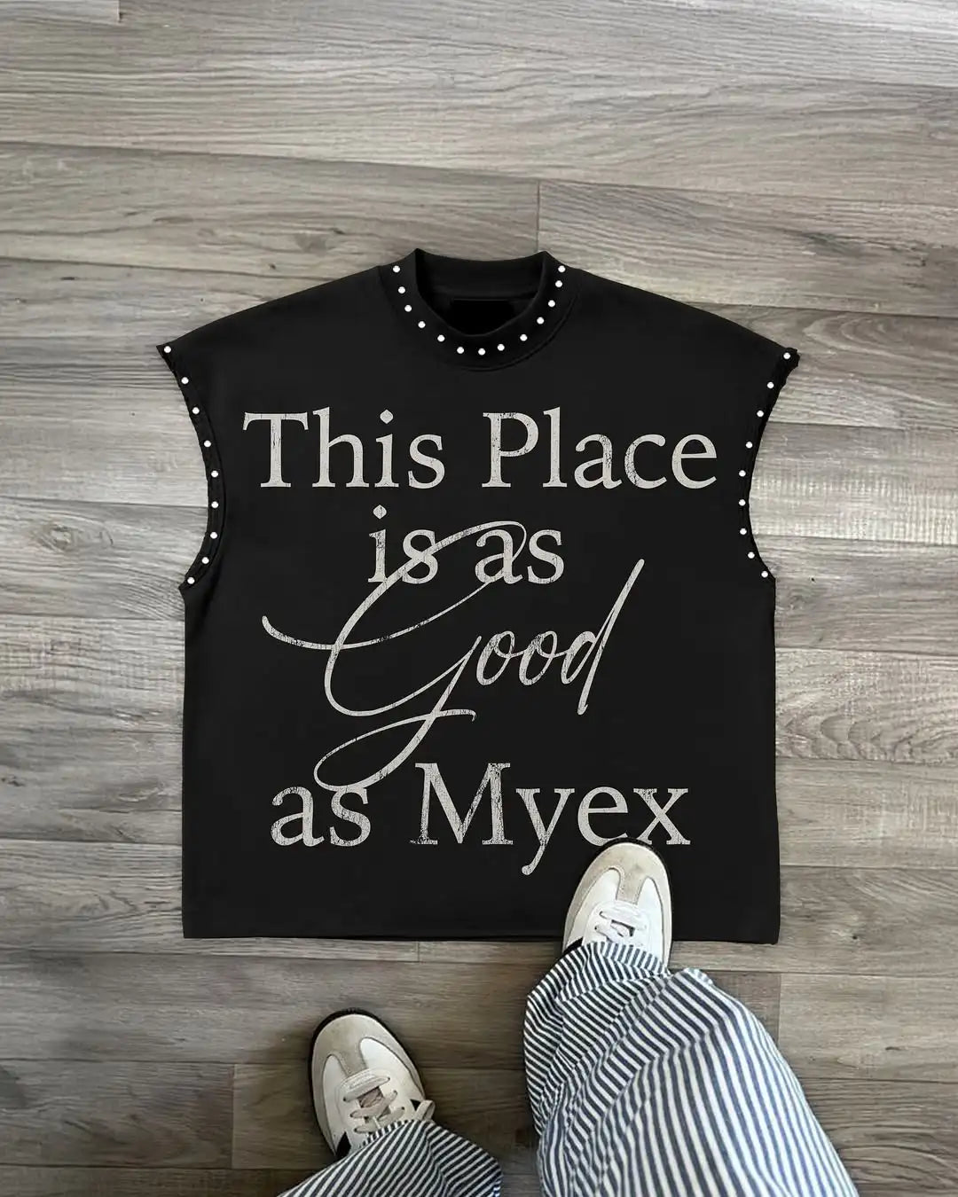 American Style New Super Cool Pattern Print Y2K Hip-Hop Street Retro Loose Casual round Neck Cotton Sleeveless Couple T-Shirt